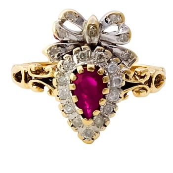 9ct gold Ruby / Diamond Cluster Ring size M